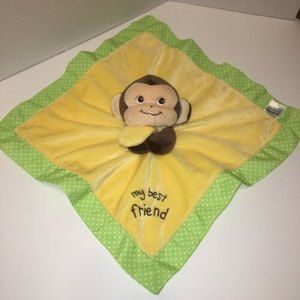 Garanimals My Best Friend Monkey Baby Security Blanket Yellow Green Polka Dots